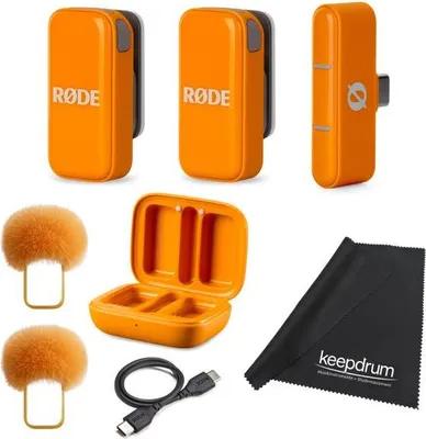Zdjęcie produktu dla Bezprzewodowy system mikrofonowy Rode Wireless Micro USB-C Orange z ściereczką