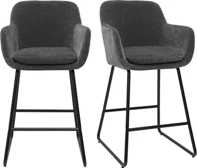 Produktbild von Miliboo - Barhocker mit Samteffekt dunkelgrau H65 cm (2er-Set) AMIKA