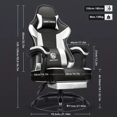 Image de Chaise de gaming – Fauteuil de bureau ergonomique avec repose-pieds et dossier réglable