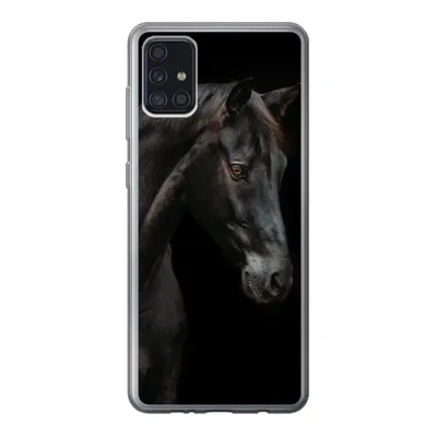 Produktbild von MuchoWow® Handyhülle Schutzhülle Hülle für Samsung Galaxy A52 5G Pferd - Tiere - Schwarz - Porträt Silikon Softcase Handy Hülle - Umschlag