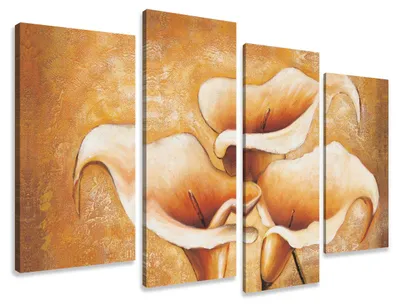 Produktbild von 6139 Calla Blüten Leinwandbild 4-teilig 130x80 cm