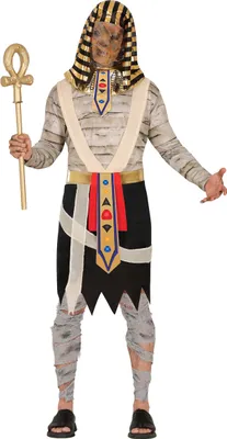 Immagine prodotto di Costume di Halloween da faraone mummia egiziana con gioielli d'oro, taglia: 52 - 54 (L) Colore: Beige / Nero