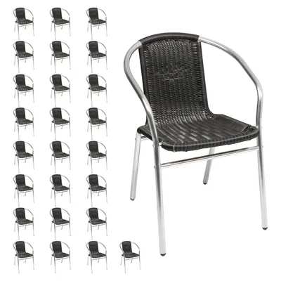 Produktbild von 26 Stück Stabile Aluminuim / Polyrattan Bistrostühle stapelbar