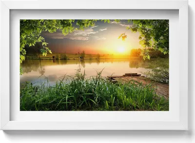 Produktbild von Sonnenuntergang, Sommertage– Wandbild mit Rahmen – Gerahmtes Bild – Wanddekoration – 30x20 cm – Weiß Rahmen