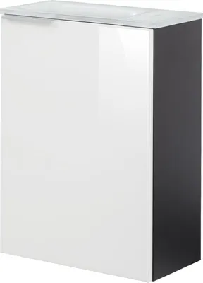 Produktbild von Fackelmann KARA Gäste WC Set 3-teilig 45 cm, Weiß/Anthrazit, rechts, Glas Weiß