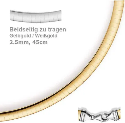 2-5mm-Wendeomegareif-flach-750-Gold-gelb-weiß-45cm