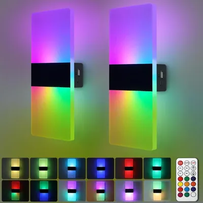 Produktbild von RGB-Wandleuchte, batterie- und USB-aufladbar, Fernbedienung, Helligkeit einstellbar, Schlafzimmer/Kinderzimmer/Wohnzimmer