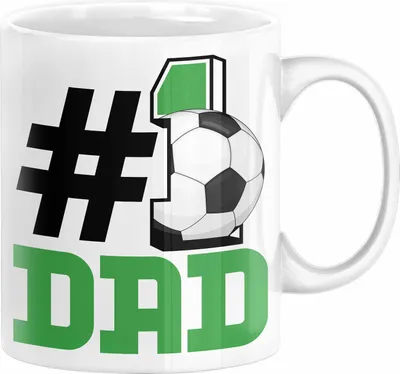 Produktbild von Fußball-Trainer Fußballer Nummer 1 Dad Vater Tasse Geschenk Fußball Papa Geschenkidee Bester Papa Der Welt Vatertag Lustige Geschenkidee (Weiß)