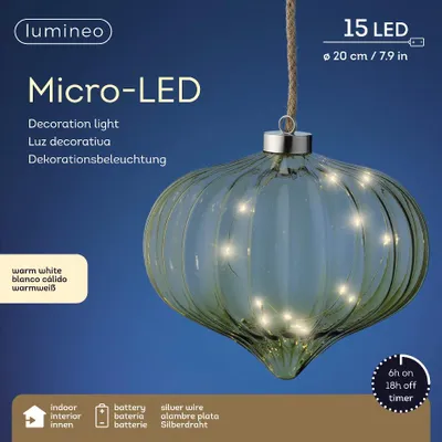 Produktbild von Lumineo LED Zwiebel grün/warmes weiss 21cm