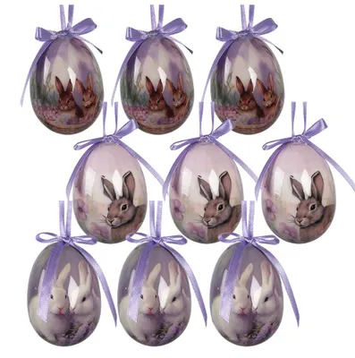 Imagen del producto de Clayre & Eef. Set de 9 colgantes de Pascua. Diámetro: 5 x 8 cm. Fabricados en plástico