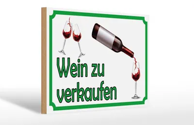 Produktbild von Holzschild Hinweis 30x20cm Wein zu verkaufen Alkohol