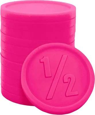Produktbild von CombiCraft Kunststoff Wertmarken '1/2' in Neonpink 25mm Durchmesser - 250 Stück pro Packung