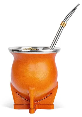 Image de Tasse Yerba Mate avec doublure en céramique - Cuir de vache - Durable