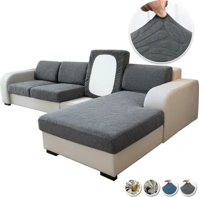 Produktbild von Bedruckter L-Form Sofabezug, Sofa Überzug Sitzkissenbezug Sitzkissen Sofakissen Hussen Sofaschoner Sofasitzbezug, (1 Stück, 3 Sitz Sitzkissenbezug*1, Dunkelgrau)