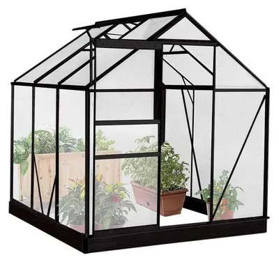 Image de Kweekkas – 190x190x195 cm – Serre de jardin noire en polycarbonate avec structure en aluminium, résistante aux intempéries