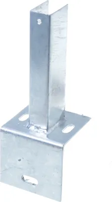 Produktbild von Aqbau® Pfostenträger für Zaunpfosten auf L-Randsteinen I zum Aufschrauben I feuerverzinkt I für Pfosten 60 x 40 mm I Aufschraubhülse