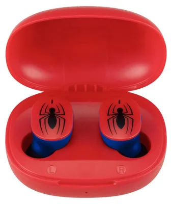 Imagen del producto de Auriculares inalámbricos Spiderman con micrófono. Auriculares Bluetooth con estuche de carga