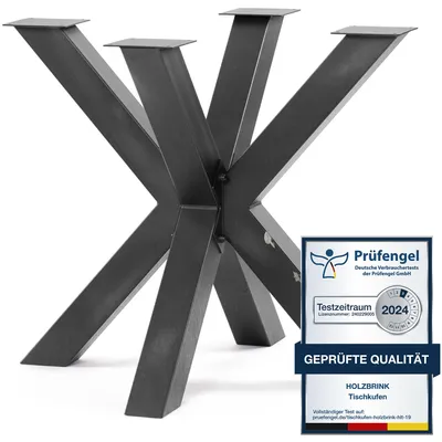 Produktbild von HOLZBRINK Tischbeine aus Metall, Tischgestell für Esstisch Küchentisch Konferenztisch, 85x80x72 cm (LxBxH), Rohstahl mit Klarlack, 1 Stück
