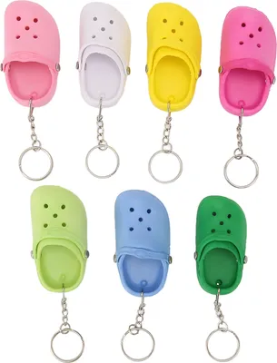 Immagine prodotto di Set di 7 sandali portachiavi, morbido silicone e grazioso design traforato, per zaini, auto e decorazioni