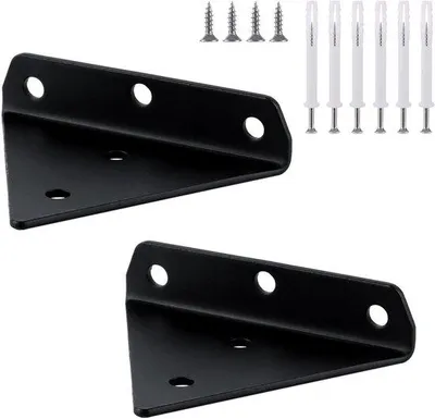 Produktbild von Famanu Plattenhalter 10 Stück schwarz Edelstahl schwer unsichtbar - Metallhalter für Bücherregal und Ablage