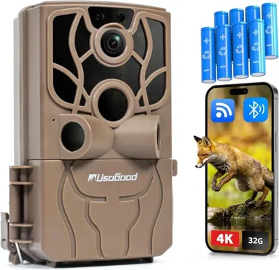Produktbild von Usogood Wildkamera mit Handyübertragung APP, 4K 48MP WLAN Bluetooth wildtierkamera mit Bewegungsmelder Nachtsicht, 32GB