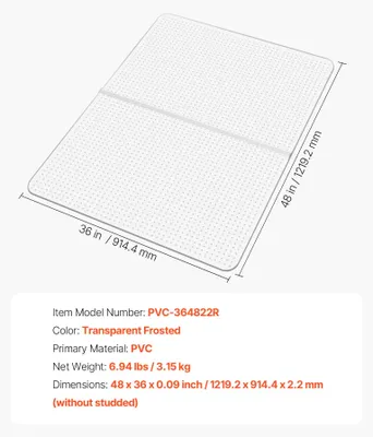 Image de Tapis de chaise, dos texturé, surface facile à nettoyer, type PVC A, dimensions 36x48 pouces