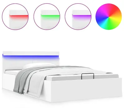 Immagine prodotto di Letto con rete idraulica LED in ecopelle bianca 120x200 cm