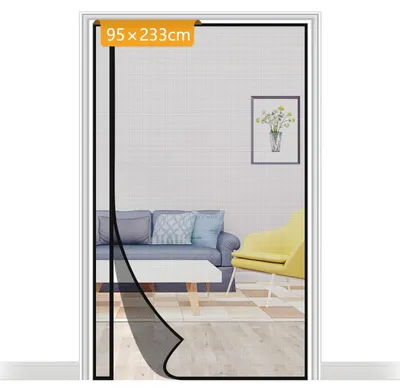 Image de Moustiquaire pour porte-fenêtre de balcon, sans perçage, 95x233 cm, noire, pour ouverture à gauche ou à droite