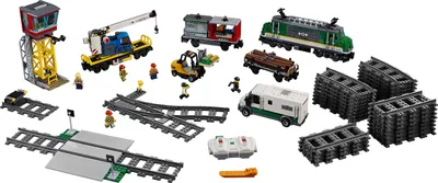 Zdjęcie produktu dla LEGO 60198 City Pociąg towarowy, Zabawka dla Dzieci, Klocki Konstrukcyjne do Budowy Kolejki z Pilotem Bluetooth, 3 Wagony i Tory Kolejowe, Pomysł na Prezent pod Choinkę dla Chłopca i Dziewczynki