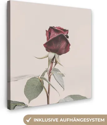 Obrázek produktu pro OneMillionCanvasses® - Plátno - Květiny - Červená - Růže - Zelená, nástěnná malba, nástěnné dekorace obrazy obývací pokoj, 90x90cm