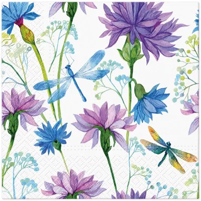 Produktbild von Servietten 33x33 cm - Flower With Dragonfly