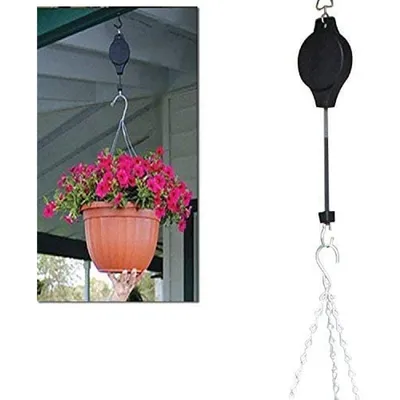 Produktbild von Ampelaufzug Blumenampel Pflanzenrolle Haken Halte Einziehbare Hochleistungs-Leichter Reichweite Teleskop Pflanzenrolle Hängende Blumenkorb-Haken-Aufhänger für Gartenkörbe 3 Stücke