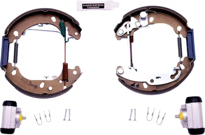 Produktbild von HELLA Bremsensatz Trommelbremse Hinten für FORD Fiesta Mk4 Schrägheck (JAS, JBS) 8DB 355 004-811