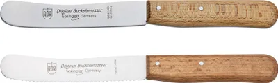 Produktbild von RÖR Buckelsmesser + mit Wellenschliff 2-tlg mit Buchenholzgriff - das perfekte Messer für den Esstisch - 22,0 cm - 10280-2