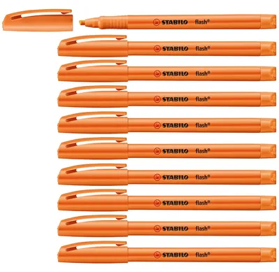 Imagen del producto de Marcador de texto - STABILO flash - Paquete de 10 unidades - color naranja