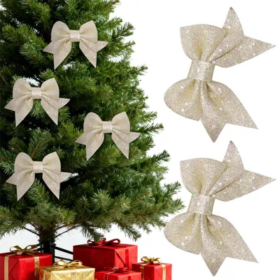Productafbeelding van Set van 6 Glanzende Kerstdecoratie Strikken