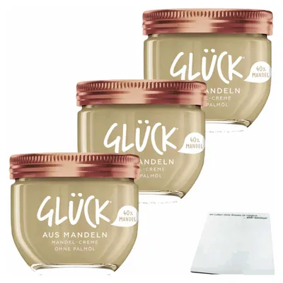 Produktbild von Glück aus Mandeln 3er Pack (3x200g Glas) + usy Block