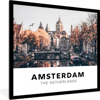 Produktbild von MuchoWow® Gerahmtes Poster Amsterdam - Niederlande - Aufschwung 40x40 cm - Poster mit Schwarzem Bilderrahmen Wandposter Rahmen Foto Bilder - Mit Rahmen - Wanddekoration Schlafzimmer