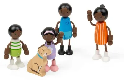 Immagine prodotto di Tidlo: Famiglia africana in legno per la casa delle bambole