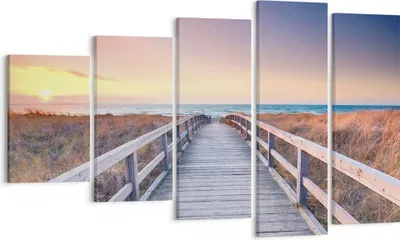 Produktbild von Bild auf Leinwand - Leinwandbild - 5 Teile - Weg Meer Brücke - 100x60cm - Wand Bild - Wanddeko - Wandbilder - Leinwanddruck - Bilder - Wanddekoration - Leinwand bilder - Wandbild - EG100x60-4948