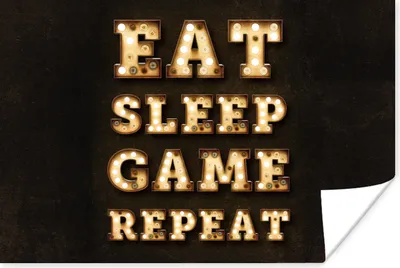 Produktbild von MuchoWow® Poster Spiele - Spiele - Zitate - Sprichwörter - Eat sleep game repeat 60x40 cm - Schlafzimmerdekoration