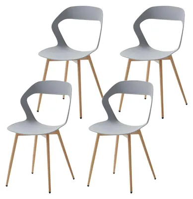 Produktbild von Esszimmerstuhl – Set aus 4 grauen Kunststoffstühlen im skandinavischen Stil mit offener Rückenlehne
