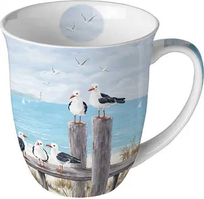 Obrázok produktu pre Porcelánový hrnček 0,4 l – Čajky na móle