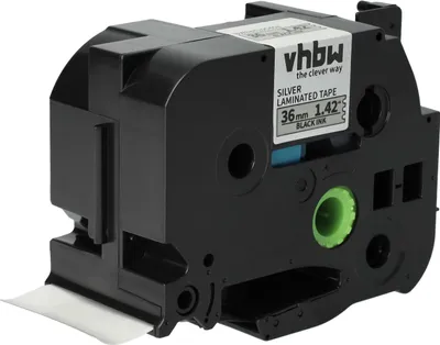 Produktbild von vhbw Schriftband-Kassette kompatibel mit Brother PT RL700S, P900W, P950NW, P950W Etiketten-Drucker 8m x 36mm Schwarz auf Silber, Laminiert