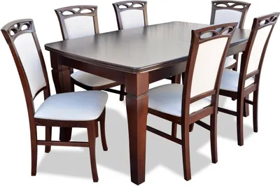 Immagine prodotto di Sala da pranzo Tavoli di legno Set da pranzo Gruppo di sedie Nuovo tavolo 6 sedie di design 7 pezzi