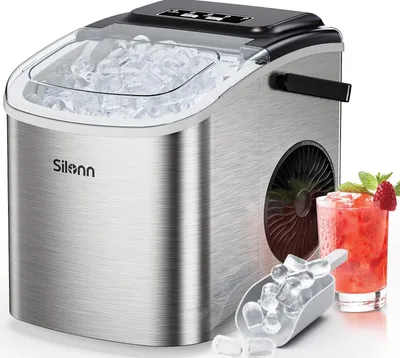 Produktbild von Silonn Eiswürfelmaschine, 9 Eiswürfel in 6 Minuten, 12 kg in 24 Stunden, selbstr