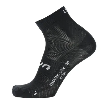 Image de UYN Chaussettes Quarter Unisexe, Lot de 2 - Essential Low Cut Socks, Logo, Noir uni 45-47