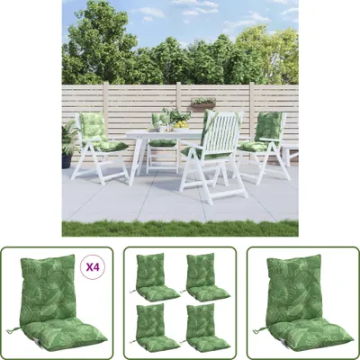 Produktbild von The Living Store Niedriglehner-Auflagen 4 Stk. Blattmuster Oxford-Gewebe