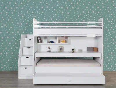 Produktbild von Hochbett Puzzle mit Schubladentreppe in verschiedenen Farben
