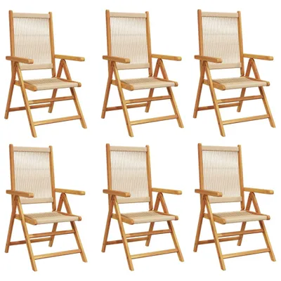 Image de Chaises inclinables de jardin lot de 6 beige bois massif acacia